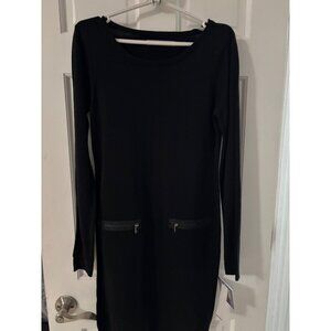 Marc New York Black Sweater Dress With Zipper Accents - Size S Long sleeve